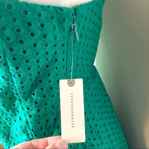 50% off NWT Anthropologie Maeve green eyelet dress 10 Medium free shipping - Picture 13 of 14